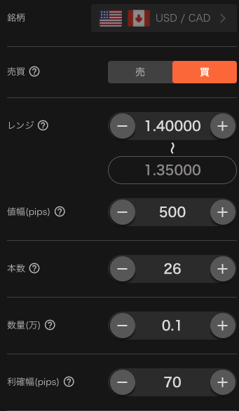 usdcad設定画面①
